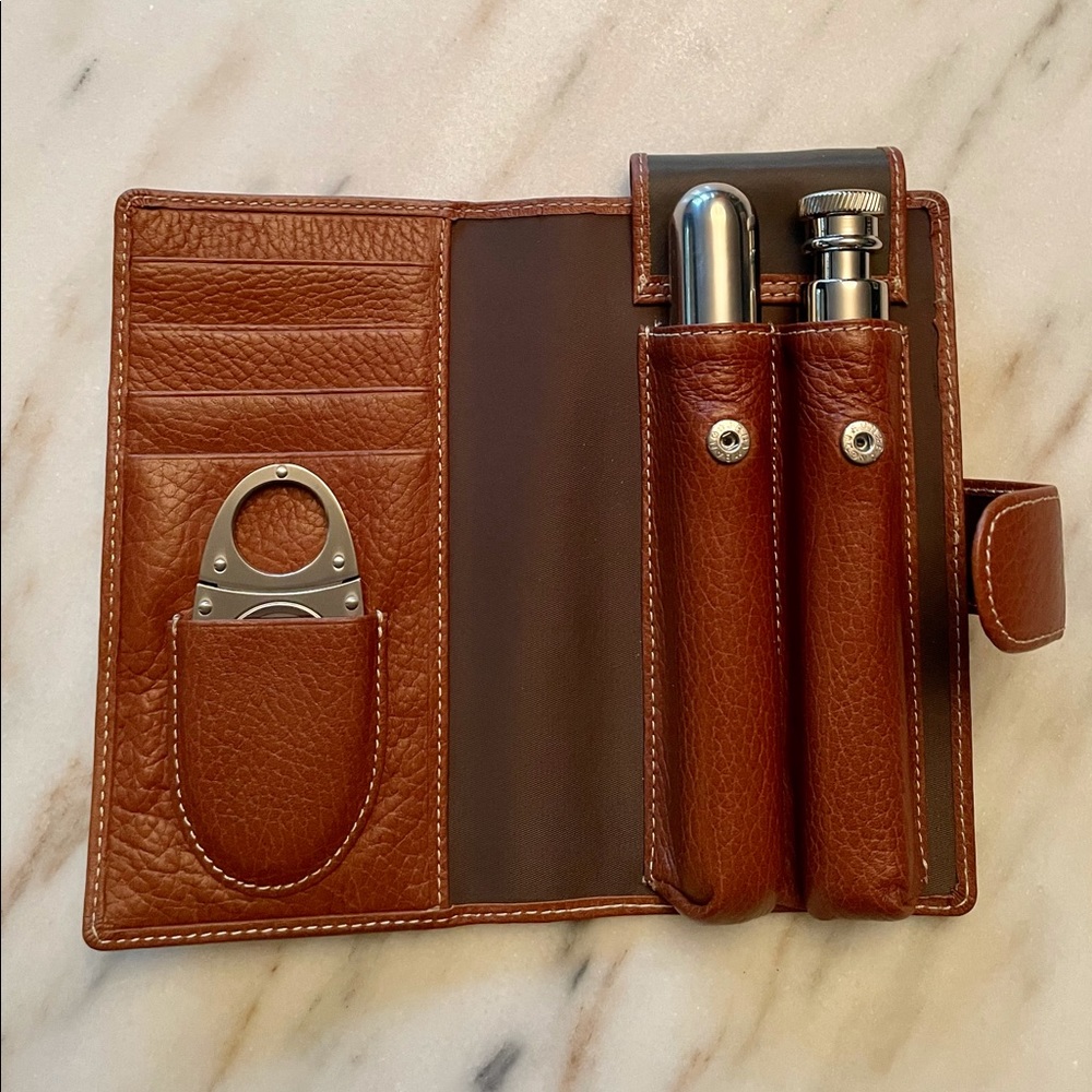 Luxurious Leather Cigar Case Flask Wallet! UNUSED